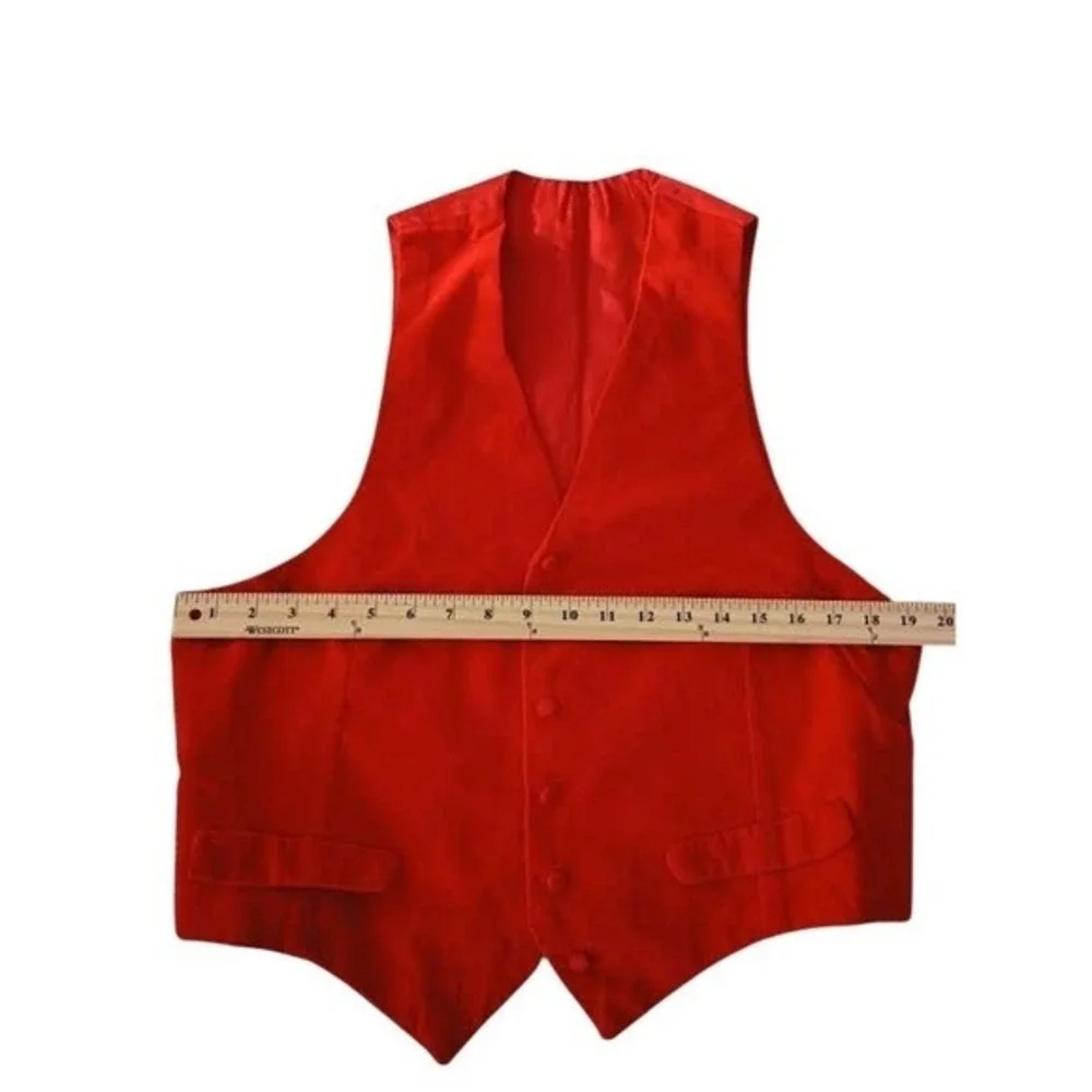 Y2K Red Velvet Button Front Statement Vest Sleeveless Top - Picture 3 of 5